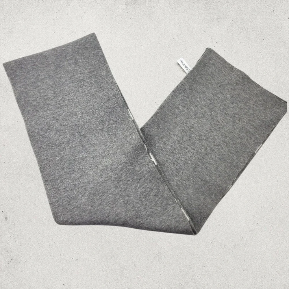 Calvin Klein Reversible Knit Scarf Gray White Monogram Logo RN54163 Unisex